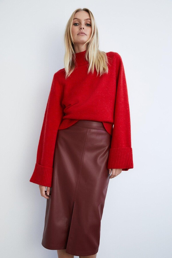 Dark Red Leather Skirt | ShopStyle UK