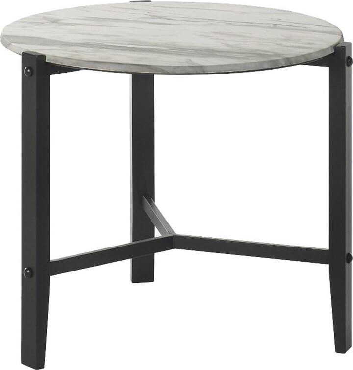 Coaster Fine Furniture Coaster Contemporary Wood Round End Table with Metal Leg in White