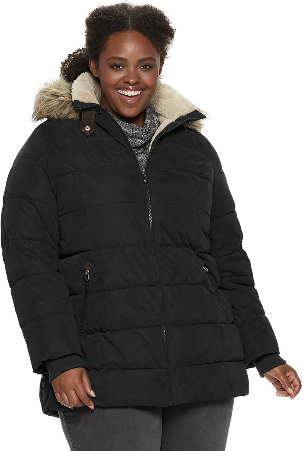 women's tower by london fog hooded puffer heavyweight jacket