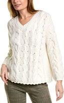V-Neck Cabled Wool Sweater