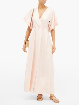 Thierry Colson Marieke Puff-sleeved Silk-twill Wrap Dress - Pink