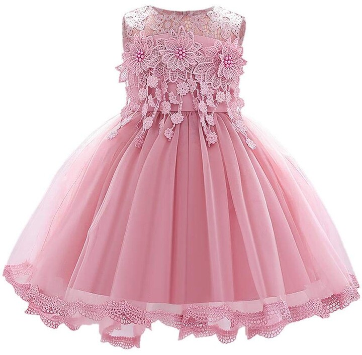 Imekis Baby Girl Floral Lace Dress Princess HiLo Party Dress Wedding