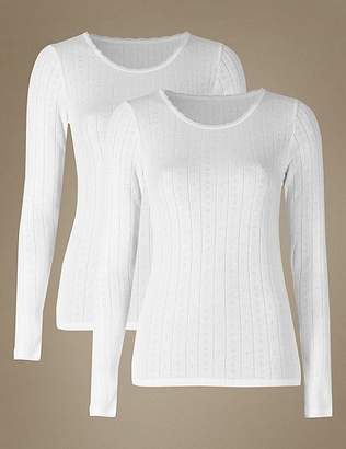 Marks and Spencer 2 Pack Thermal Long Sleeve Pointelle Tops