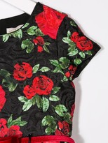 Thumbnail for your product : MonnaLisa Rose Print Belted Dress