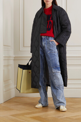 Ganni Quilted Recycled Ripstop Maxi Coat - Black - ShopStyle