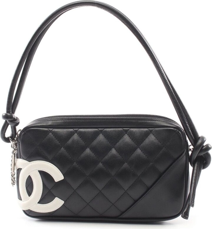 Authentic CHANEL Cambon Line Quilted CC Logo Pochette Pink