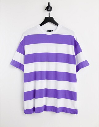bevæge sig Knop Monet ASOS DESIGN oversized T-shirt in purple stripe - ShopStyle