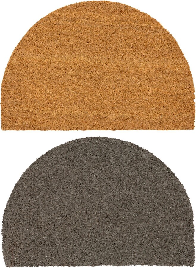 Nicola Spring Half Moon Door Mats 60 x 40cm Brown/Grey Pack of 2