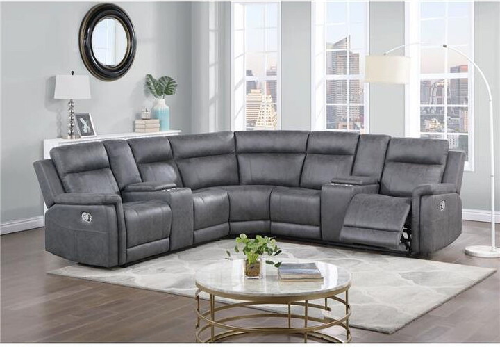 Global Furniture USA U1797 Gray Beige Fabric Sectional