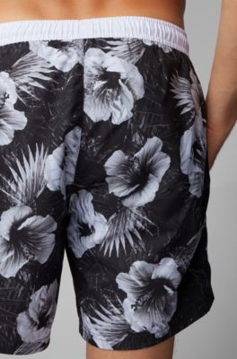 HUGO BOSS Floral-print swim shorts in quick-dry fabric