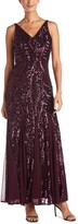 Thumbnail for your product : Nightway Sequined Mesh Gown