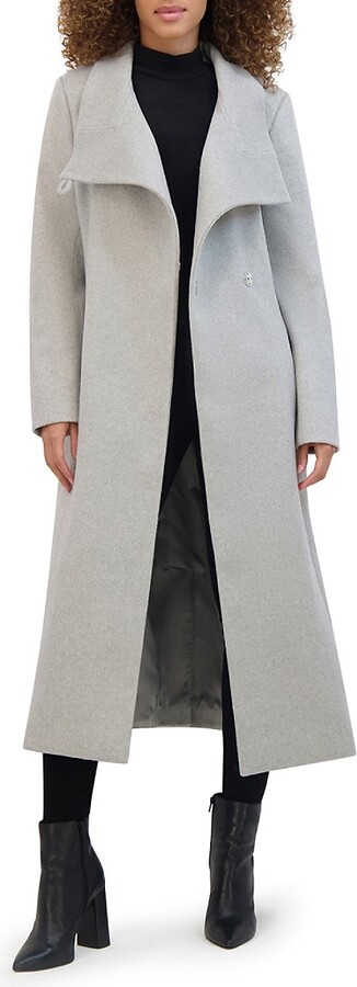 Coat Jackets Kenneth Cole Asymmetrical Belted Maxi Wool Coat