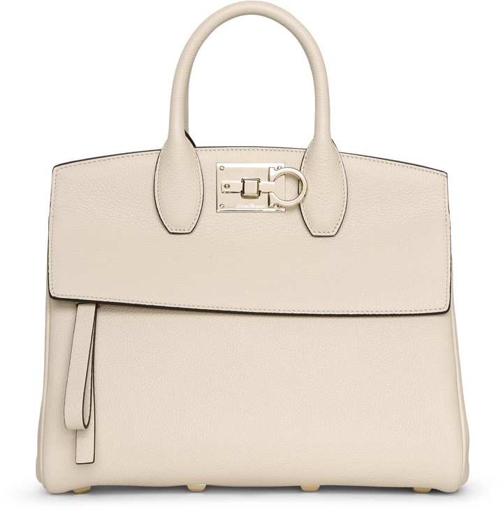 Ferragamo Studio Small Leather Satchel in White Womens Bags Satchel bags and purses 