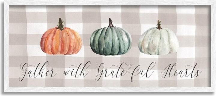 Stupell Industries Tartan Gather Fall Phrase by Carol Robinson 1-Piece Framed Graphic Print Typography Poster Art Print 30 in. x 13 in.