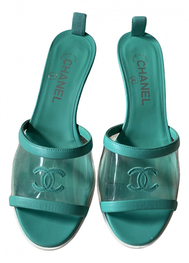 Chanel green Plastic Sandals - ShopStyle