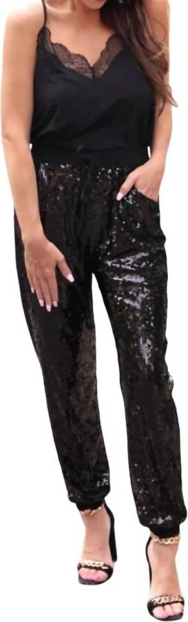 Jess Lea Irina Sequined Joggers In Black