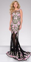 Thumbnail for your product : Jovani Sheer Fitted Floral Embroidered Evening Gown