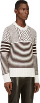Thumbnail for your product : Belstaff White Herringbone Striped Wool Sweater