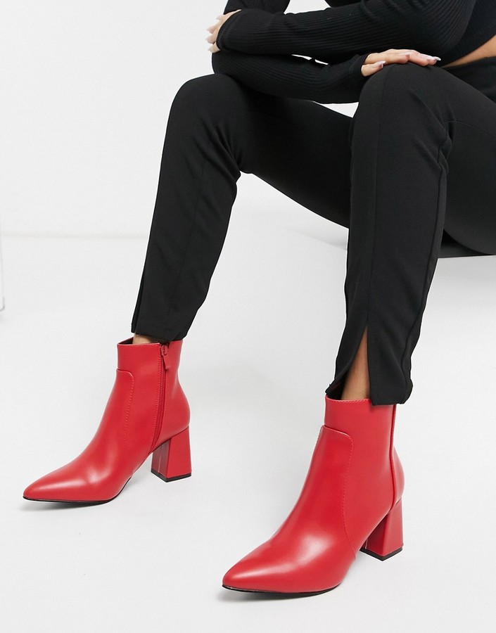 Raid Sapphire heeled ankle boots in red leather look - ShopStyle