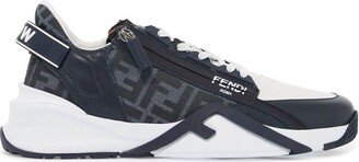 スニーカー FENDI Fendi Flow sneakers in smooth leather and FF fabric Fendi Men's FF Flow Mid-Top Sneakers | Neiman Marcus