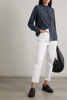 Thumbnail for your product : Officine Generale Diane Ruffled Printed Silk Crepe De Chine Shirt