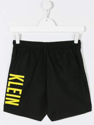 Calvin Klein Kids TEEN logo print swim shorts