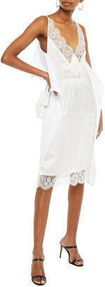 MM6 MAISON MARGIELA Lace-trimmed Gathered Cotton-poplin Dress