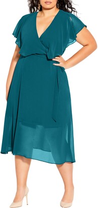City Chic Softly Tied Faux Wrap Dress