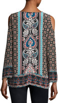 Thumbnail for your product : Tolani Claire Cold-Shoulder Printed Top, Multi, Plus Size
