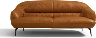 Ivy Bronx Leonia Cognac Leather Loveseat
