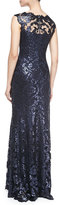 Thumbnail for your product : Tadashi Shoji Sleeveless Sequined Lace-Overlay Gown
