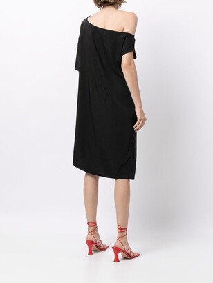 Lisa Von Tang Drapery Asymmetric Midi Dress