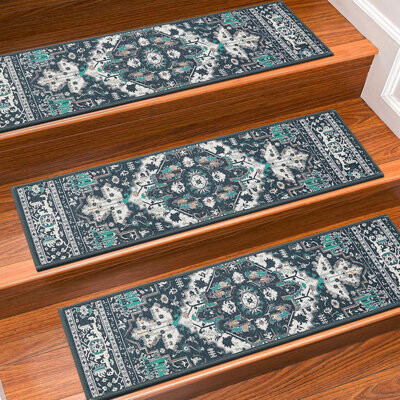 Stair Treads For Wooden Steps Indoor, 15 Pack Non Slip Carpet Stair Treads With Reusable Adhesive For Kids Elders And Dogs, TPR Backing Stair Rugs Ori