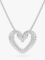 Thumbnail for your product : Swarovski Una Double Swan Heart Crystal Pendant Necklace, Silver