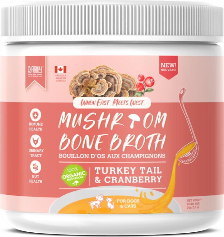 Charmy Turkey Tail & Cranberry Organic Powder-Supplement Dog & Cat Food Topper, 140g bottle