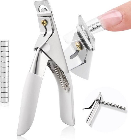Saviland Nail Clippers with Magnets: White Nail Clipper for Nails Cutter with Sizer Magnets 15PCS (White)