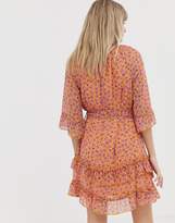 Thumbnail for your product : Vero Moda floral mini dress with ruffle hem in orange