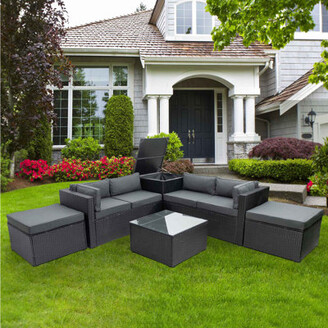 Latitude Run 6 Piece Rattan Sectional Seating Group with Cushions -  ShopStyle Outdoor Furniture