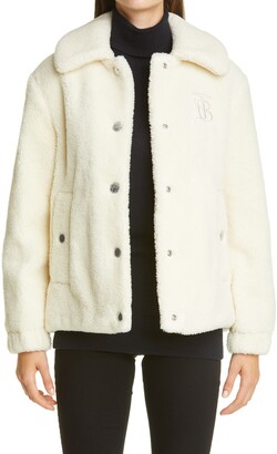 Burberry Wishaw Monogram Logo Wool Blend Fleece Jacket - ShopStyle