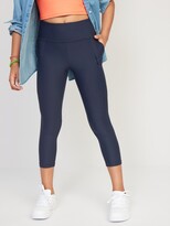 Thumbnail for your product : Old Navy High-Waisted PowerSoft Side-Pocket Crop Leggings for Girls
