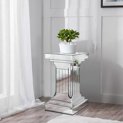 Mercer41 Aviana Mirrored Glass End Table, Small Square Coffee Side Table For Living Room Bedroom, 12\