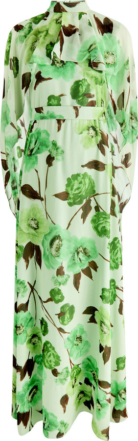 Erdem Cape-effect Floral-print Silk-voile Gown