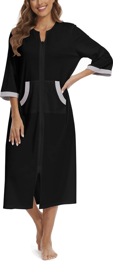 Zip Front Amazon Cotton Housecoat Bath And Robes Womens Luxury
