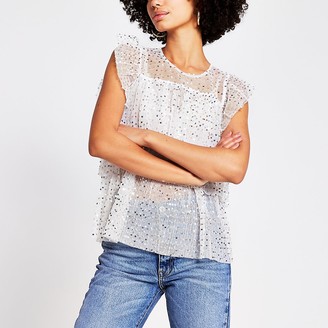 cream sequin top