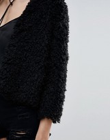 Thumbnail for your product : Brave Soul Curly Faux Fur Crop Jacket