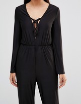 Thumbnail for your product : AX Paris Lace Up Jumpsuit In Slinky