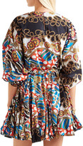 Thumbnail for your product : Rhode Resort Ella Belted Printed Cotton-poplin Mini Dress