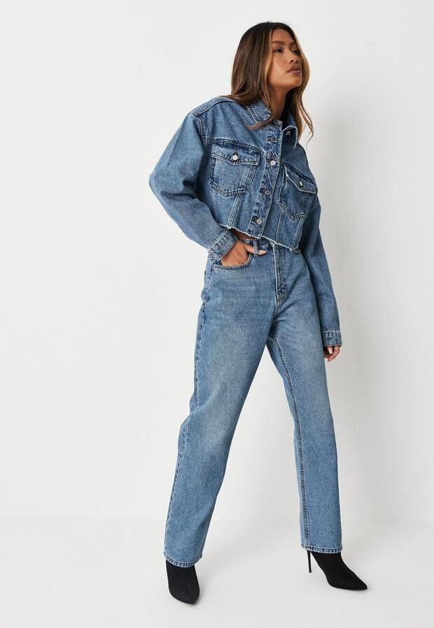 Missguided Blue Co Ord Acid Wash Dad Jeans - ShopStyle