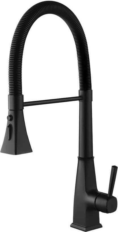 Tahanbath Single Handle Pull Down Sprayer Kitchen Faucet in Matte Black