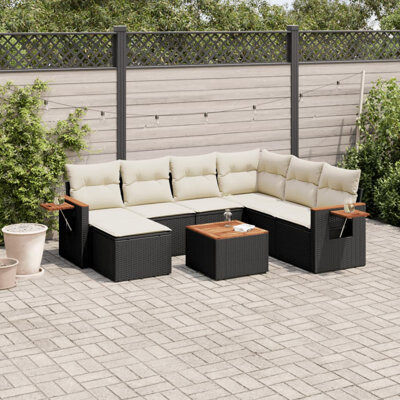 VidaXL Garden Sofa Set Black Cream White